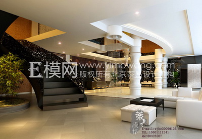White modern hotel lobby,3D models 