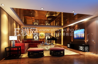 Living room with Chinese elements,3D models 