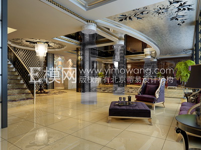 European-style hotel lobby,3D models 