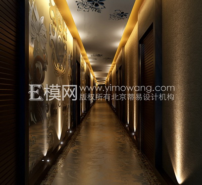 European-style hotel corridor,3D models 