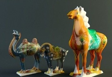 China's Tang Dynasty statue of a horse color,3D models 