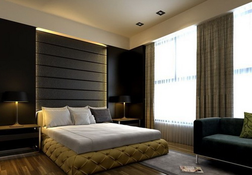 Darker color of the modern style bedroom,3D models 
