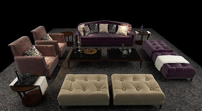 Continental sofa combination,3D models 