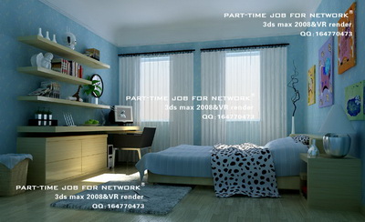Blue romantic bedroom modern style,3D models 