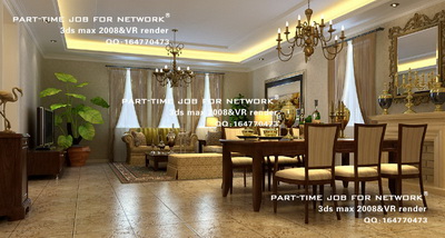 European-style living room and dining room renovation program model,3D models 