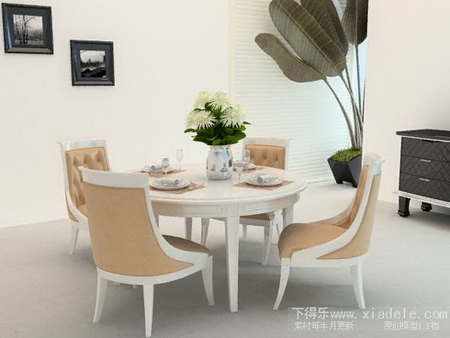 European-style combination of table and chairs,3D models 