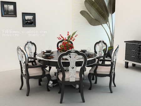 European-style combination of table and chairs,3D models 