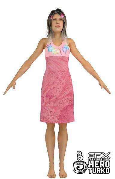 Human Body 3d Model: Girl in Pink