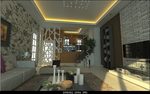 Delicate Modern Living Room 3Ds Max Model