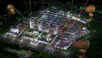 Night View of Modern Architectural Complex