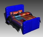 Double Bed Design Series D: Blue Ethnic Bed