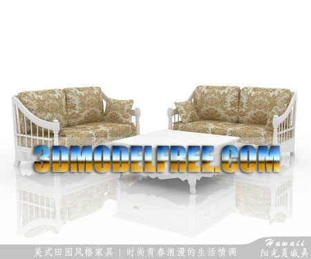 American Country Style Bedroom Furniture 3DsMax Model Download Free