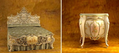 European Furnitures Models Bed and Side Cabinet