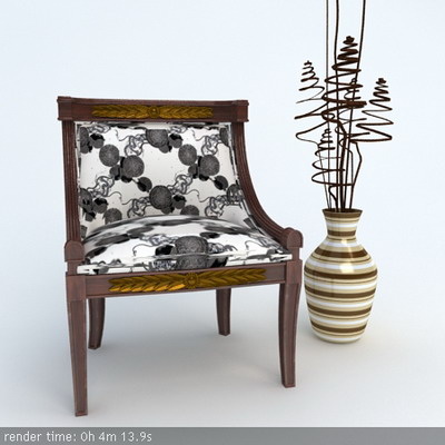 Furniture Model: Victorian Black And White Fabric Chair