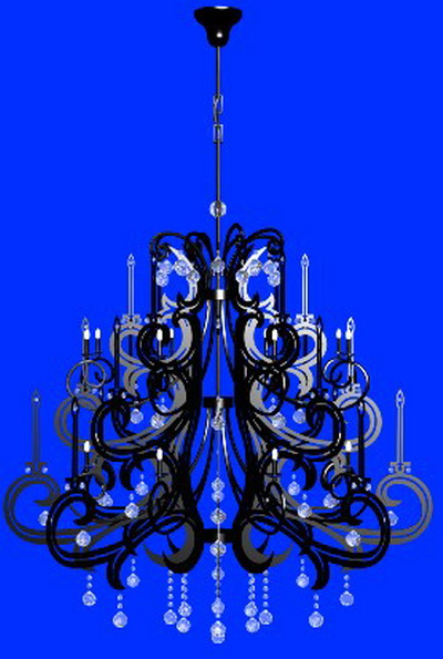 Pendant Light 3Ds Max Model: Black Crystal 2-Tier Chandeliers
