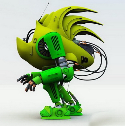 Robot 3Ds Max Model: Green ET Saucerman 3dmax Model