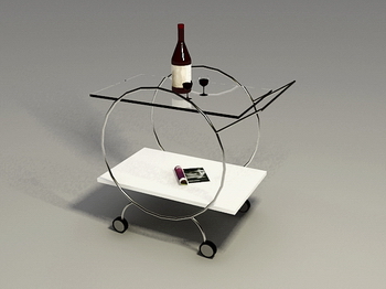 Furniture 3D Model: Glass and Wrought Iron Coffee Table