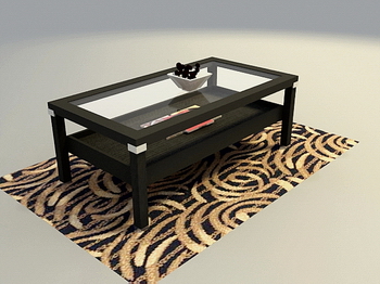 Glass, solid wood furniture, wooden coffee table 3D Model of Tea