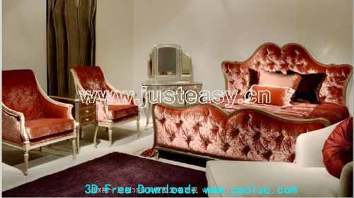 European-style low profile bed 3D model portfolio (including material