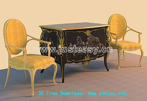 European chair 3D model (including materials)