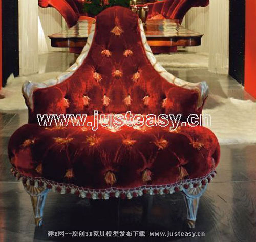 European Single sofa 3D model (including materials)