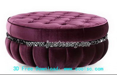 Red sofa stool 3D model (including materials)