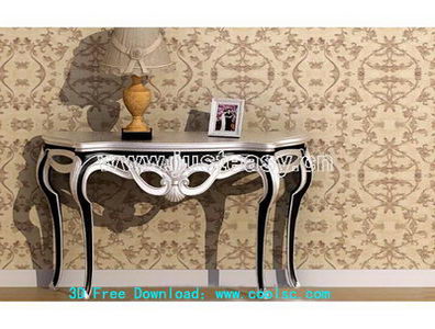 European table, 3D model (including materials)
