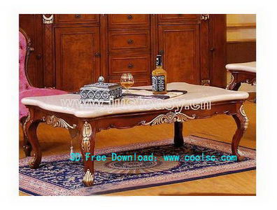 European-style coffee table 3D model (including materials)