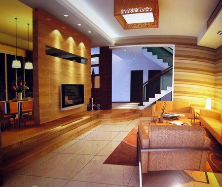 3D model of the living room warm and fashion (including materials)