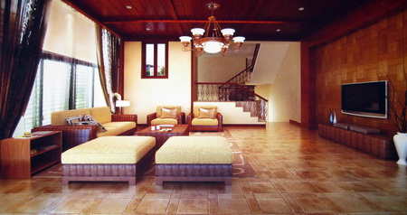 3D Model of Southeast Asian style living room (including materials)