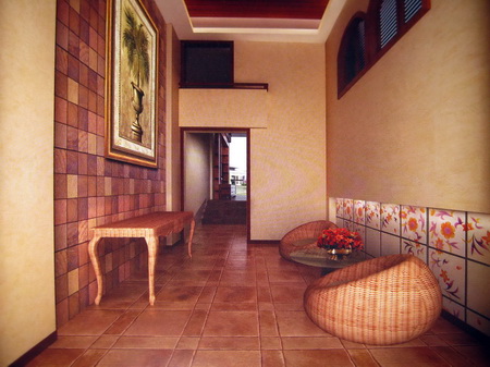 Southeast Asian style reception room 3D model (including materials)