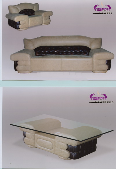 Household white sofa and coffee table