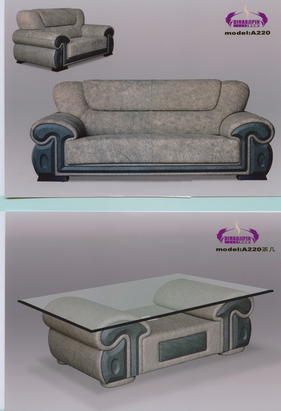 Retro blue gray leather sofa