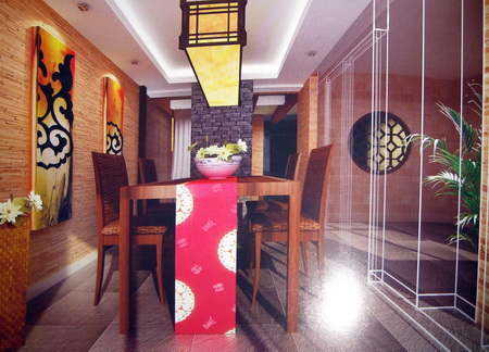 Home Wooden Chinese restaurant 3D model (including materials)