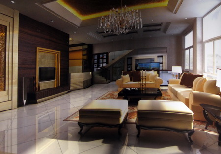 The atmosphere of modern living room decoration 3D model (including materials)