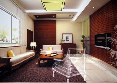 Simple 3D model of the living room at home (including materials)