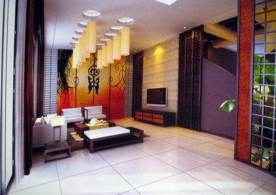 3D model of modern Chinese living room (including materials)