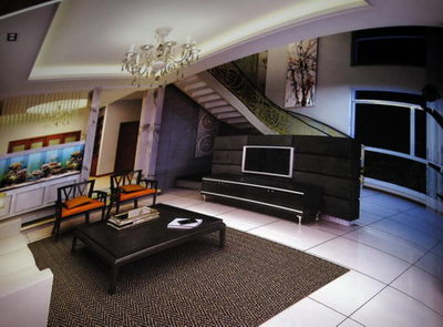 3D model of the living room duplex structure (including materials)