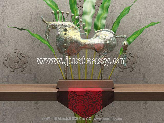Southeast decoration - metal horse 3D model (including materials)