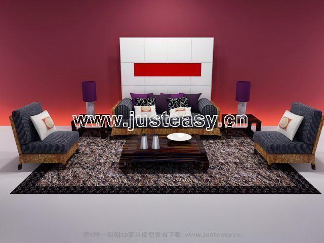 Complete 3D model of sofa combinations (including materials)
