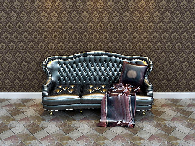 Boss leather sofa 3D model (including materials)