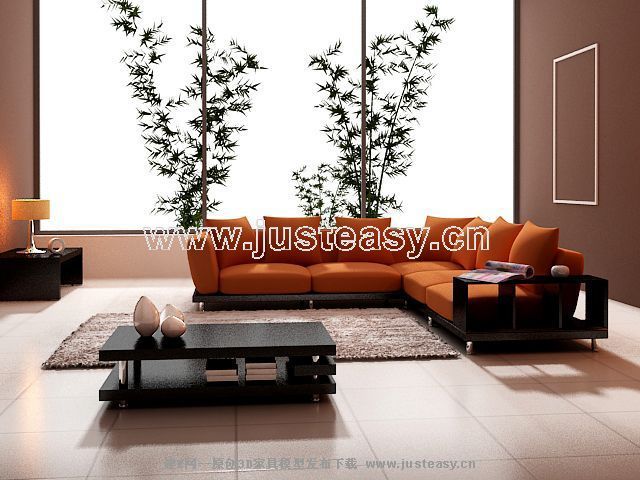 Simple 3D model of the whole modern furniture (including materials)