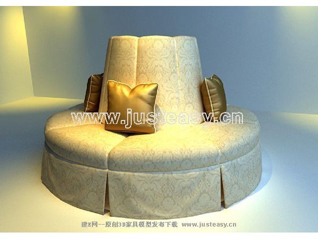 Vintage Art sofa 3D model people (including materials)