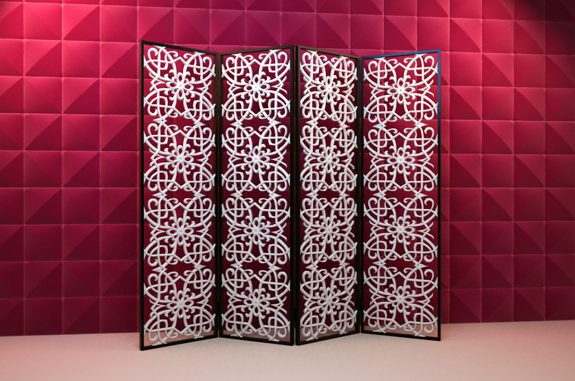 Wooden carved screen 3D model of downtown