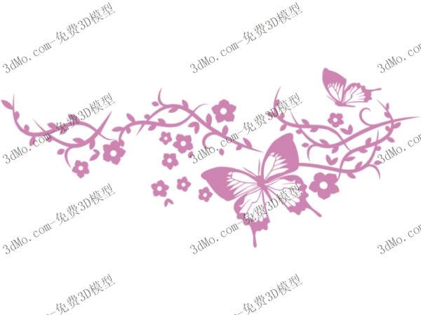 Butterfly pattern wall painted 3D model