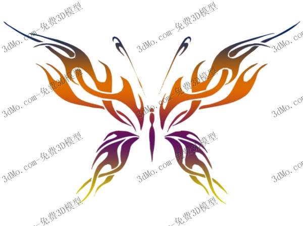 3D Model of butterfly pattern wall drawings (including materials)