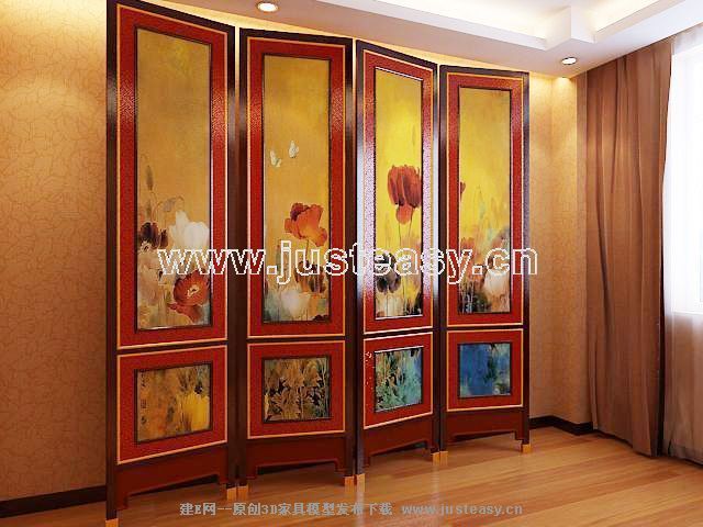 Japan Vintage screen 3D model (including materials)