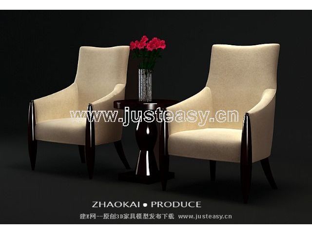 Parlor single sofa 3D model (including materials)