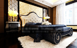 3D model of modern European furniture double bed (with material)