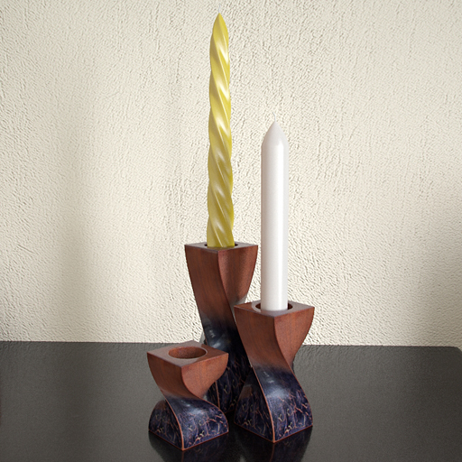 Wood art candlestick and candles
